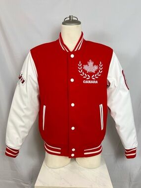 FIFA Official Team Canada Red and White Varsity Jacket